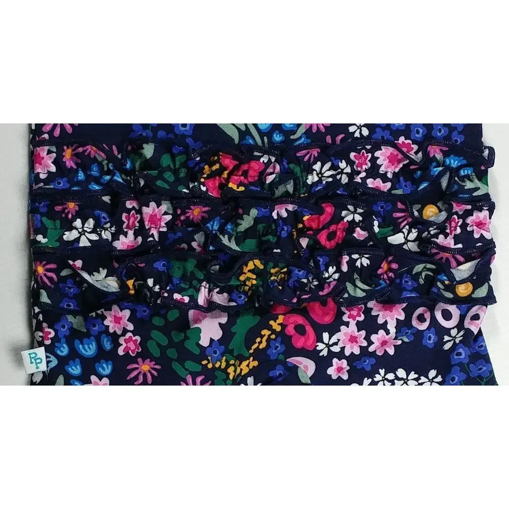 Posh Peanut Ruffled Cap Sleeve Short Length Romper 0-3 Months Endra Black Flower